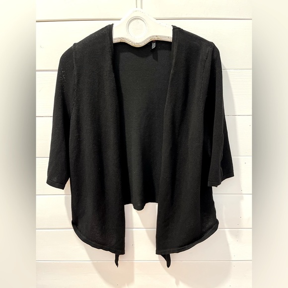 🖤 CLAIRE FRANCE – Cardigan noir léger à manches 3/4 – Taille 1X - Picture 1 of 8